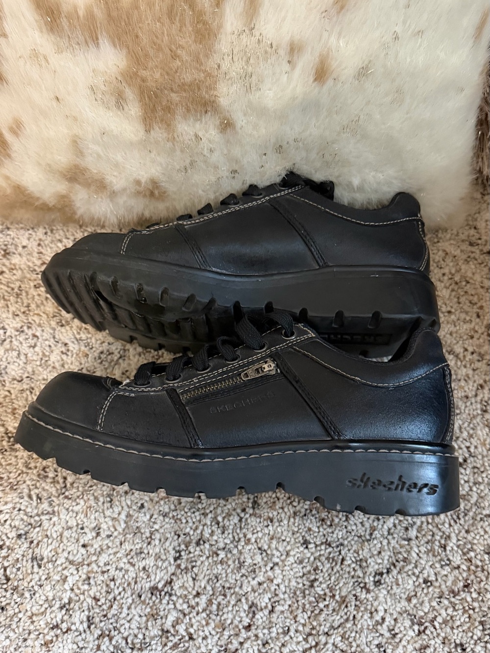 Vintage Black Leather Sketchers Tredd Jammers - Picture 10 of 11